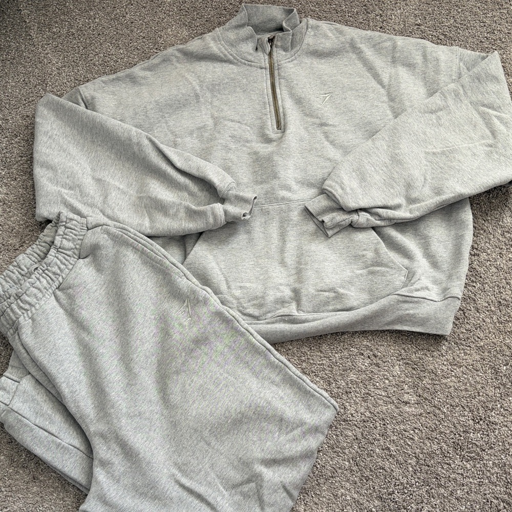 Gymshark Light Gray Quarter-Zip Sweatshirt